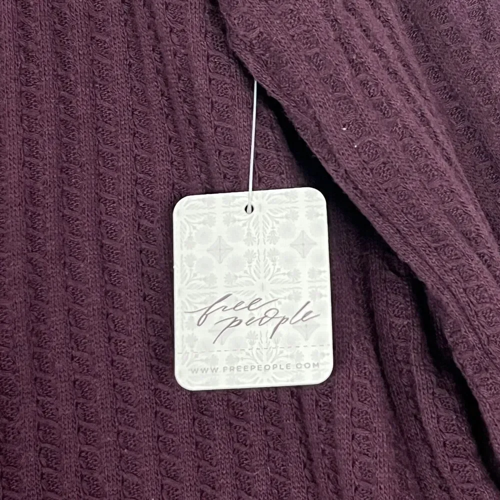 Free People Juicy Long Sleeves Top Sz M Split Back In Date Night Thermal Tunic